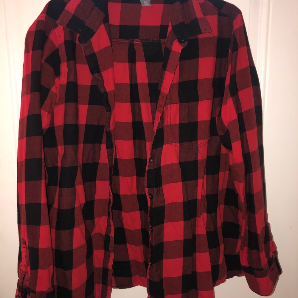Red and Black Plaid Cardigan